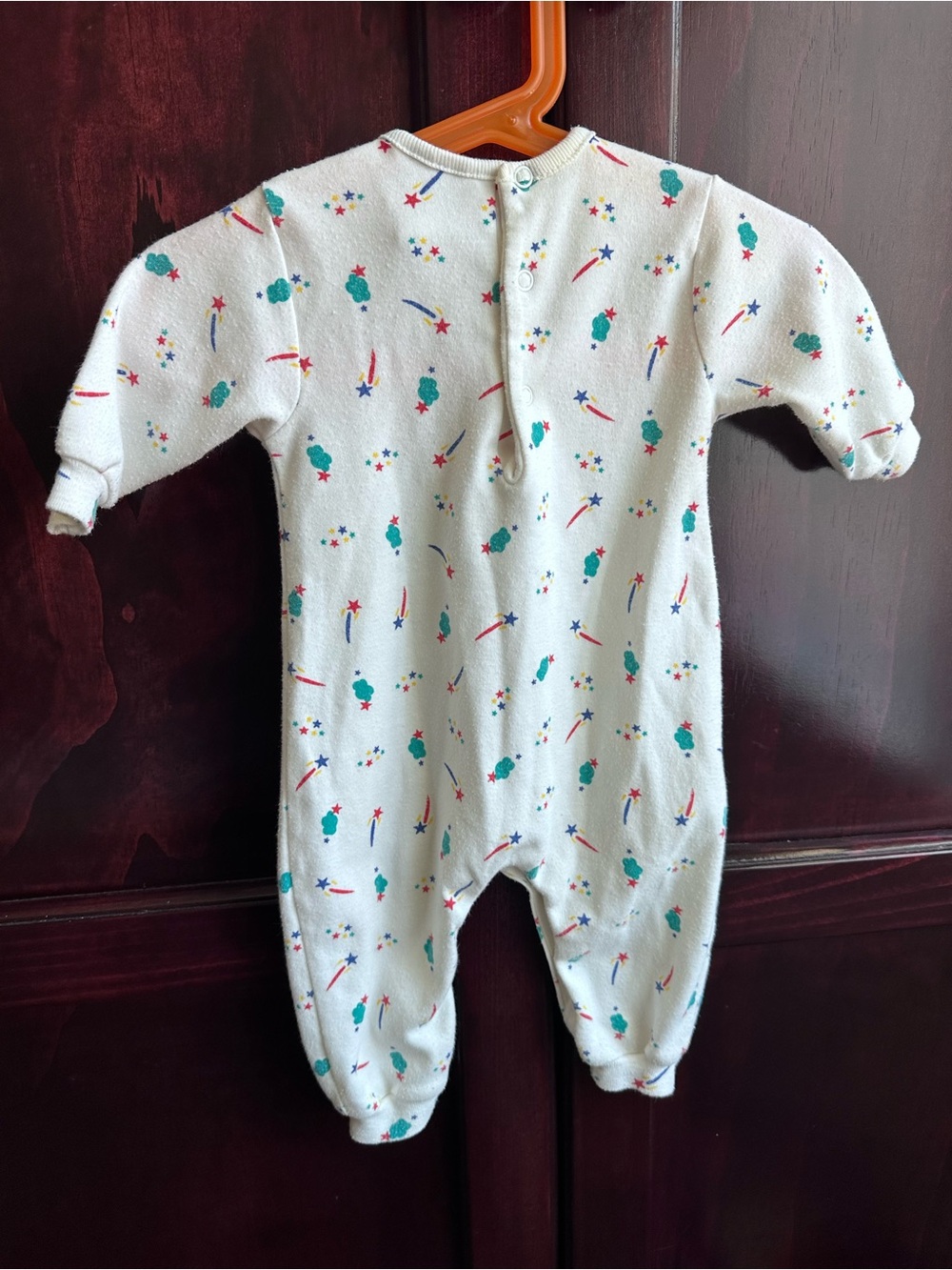 Vintage Printed Baby One-Piece with Playful Teal & Red Accents - Picture 7 of 8